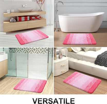 OLANLY Small Bathroom Rugs Mat 24x16, Extra Soft Absorbent Microfiber Bath Rugs, Rubber Backing, Quick Dry, Machine Washable Bath Mats for Bathroom Floor, Tub and Shower, Home Decor Accessories, Pink
