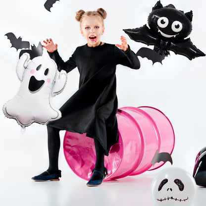 9Pcs Halloween Balloons Decorations Pink BOO Foil Balloons Ghost Bat Balloons for Halloween Birthday Baby Shower Party Supplies