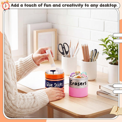 Tenceur 2 Pcs 4.7x4.7 Inches Glue Stick Erasers Bucket for Teacher Desk Organizer Pencil Holder Bucket Large Capacity Desk Organizer for Teacher Classroom Craft Supply Storages