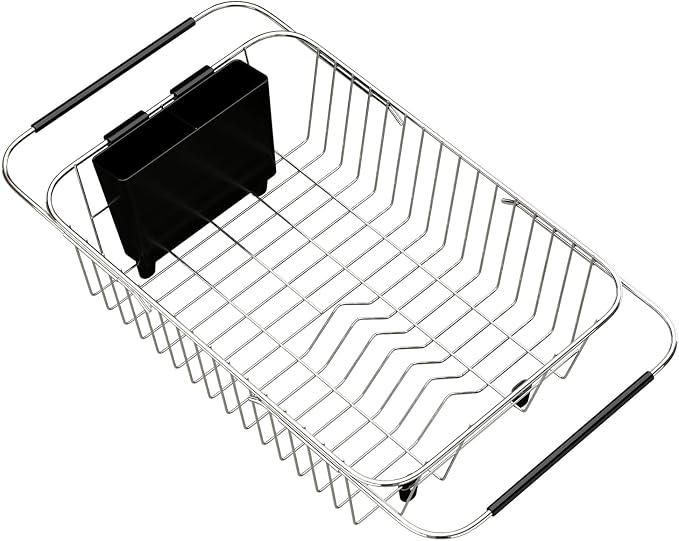 TESOT Adjustable Over Sink Dish Rack Stainless Steel Dish Drying Rack On Counter or in Sink, Rustproof