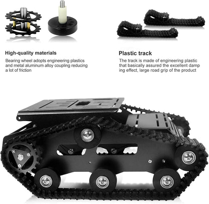 YonPhsy Robot Tracked Tank Car Chassis, Shock Absorbing Robot Chassis Full-Metal Robotic Moving Platform Track for Raspberry Pi Arduino Jetson Microb DIY Maker Smart Car Learning Kit