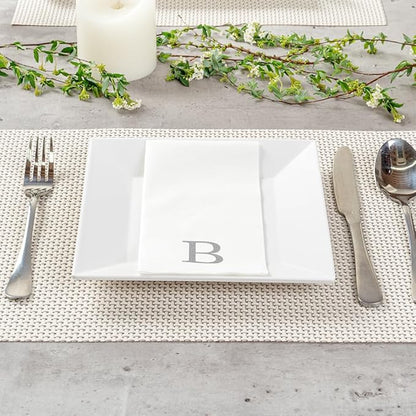 Luxenap 15.8 X 7.9 Inch Linen-Feel Guest Towels, 50 Lettered Hand Towels