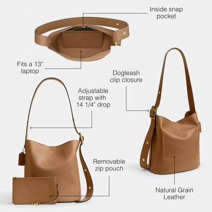 Coach Bleecker Bucket Bag, B4/Honey Brown