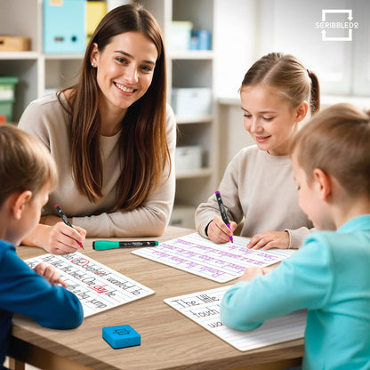 Scribbledo 10 Pack Double Sided Whiteboard Lined Dry Erase Boards for Kids Ruled Writing Board Handwriting Practice Small White Boards Dry Erase Board 9x12 Dry Erase Board with Lines Teacher Supplies