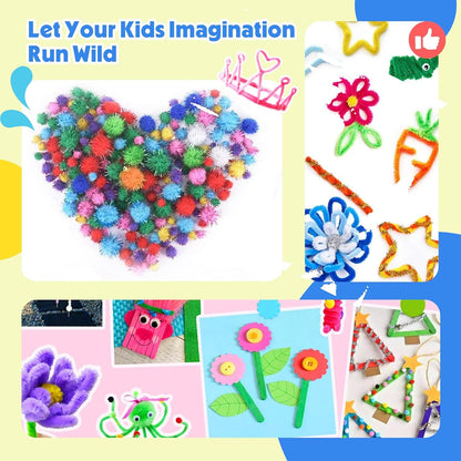 SMILESSKIDDO Arts Craft Supplies for Kids - 1000+ PCS Toddler DIY Craft Art Supply Set, Portable 3 Layered Folding Storage Box School Craft Projects - Gifts for Girls Crafts for Girls Ages 4-8 8-12