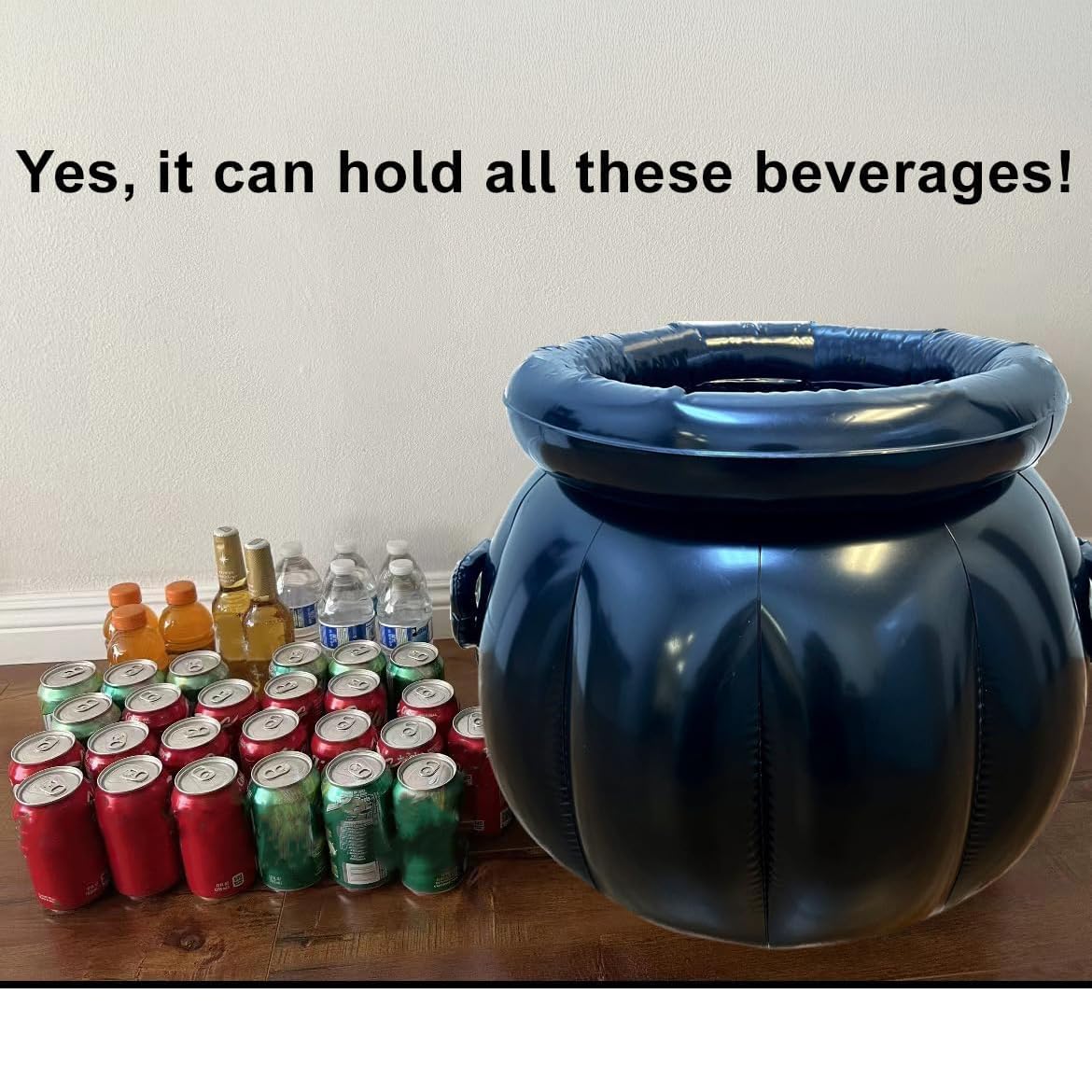 GIFTEXPRESS 22x18 Inch Large Inflatable Halloween Cauldron Drink Cooler, St Patrick Pot of Gold, Beverage Holder, Candy Kettle, Witch's Cauldron, Party Decoration