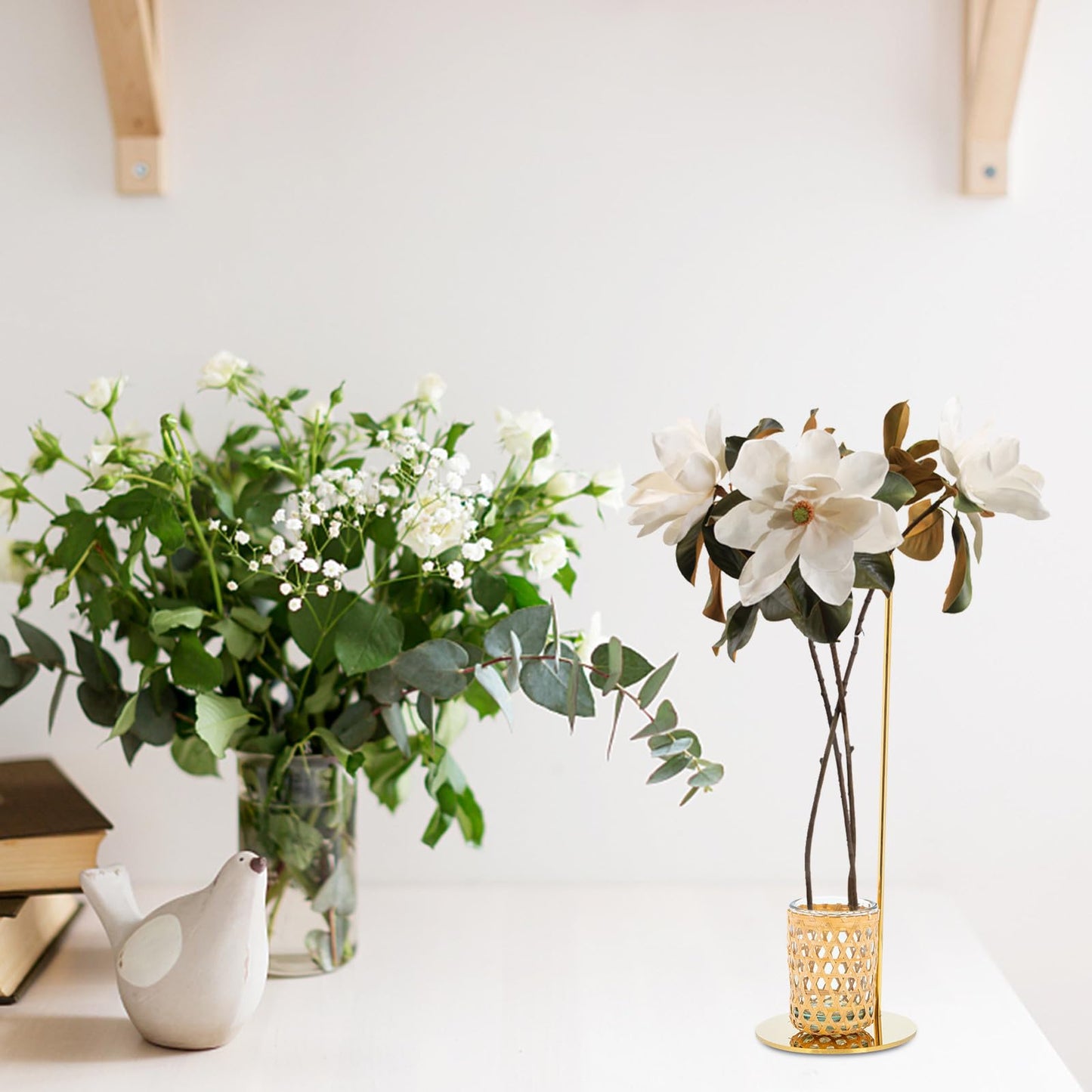 EXAOMBLE Hydroponic Vase with Glass Cup and Stand, Nordic Style Dried Flower Container Plant Terrarium for Home Decor,