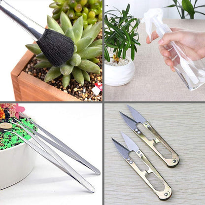 SONGZIMING 15 Pcs Succulent Plant Tools Set, Mini Garden Planting Watering Tool Kit for Succulent Miniature Gardening Plant Care