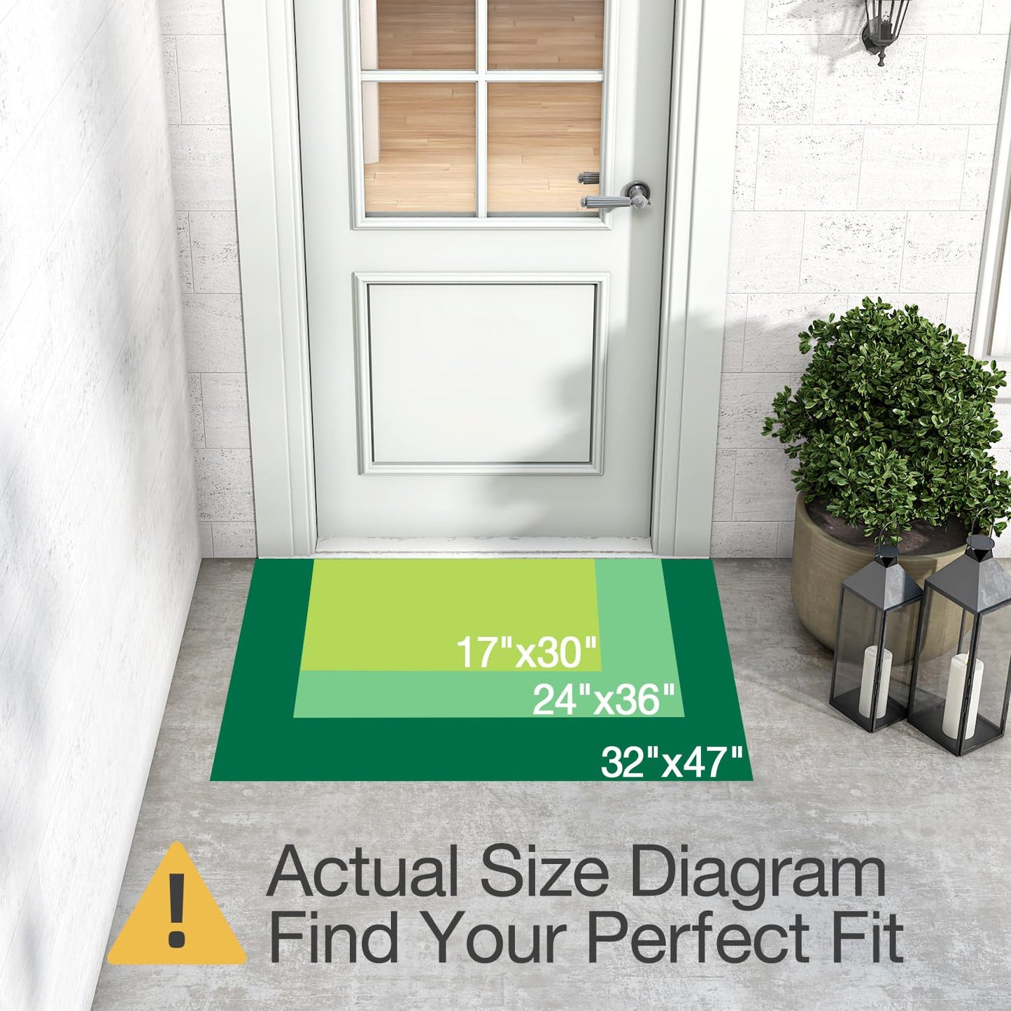 LUMI Outside Welcome Door Mat 17x30, Non Slip Durable Rubber Entrance Doormat, Low Profile Easy Clean Mats for Front Back Door Entryway Porch Garage, Hello