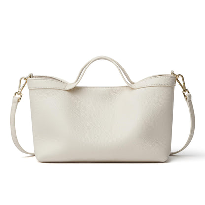 DAILANDO Genuine Leather Top Handle Satchel Purse for Women, Medium Trendy Tote Hobo Bag with Organizer Insert Zipper Pouch (2-White)