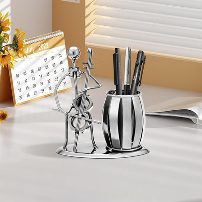 HSOOVZN Metal Pen Holder Cello Desktop Accessories Music Decor Pen Organizer Cool Pencil Cup For Music Gifts Kids Students Office Stationary