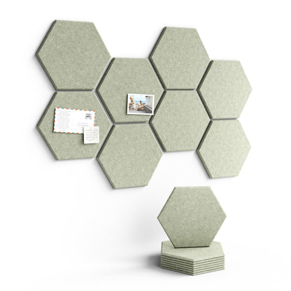 Fluxynara Hexagon Cork Board Alternative for Walls Decor-8-Pack Felt Bulletin Board Tiles,with 30 Pushpins,50 Adhesive Tabs for Office,Classrooms & Home Pin Board Felt Board-Sage