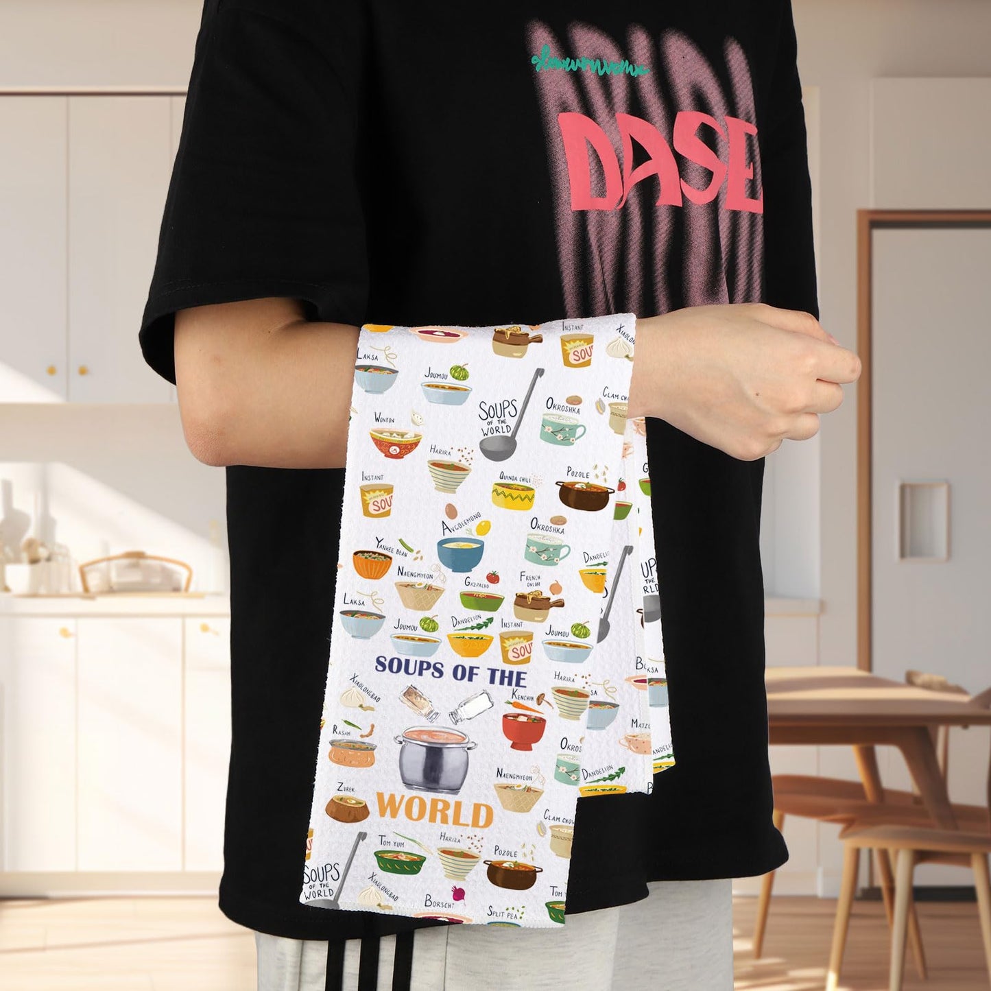 G2TUP Soups Kitchen Towels Soup Dish Towels Soup Themed Towel Soups of The World Gift (SOUPS of The)