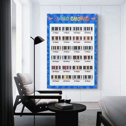 LINWDSB Piano Chords Poster Keyboard Key Poster Cheatsheet Note Chart Essential Piano Accessories Unframe style-5 12x18inch(30x45cm)
