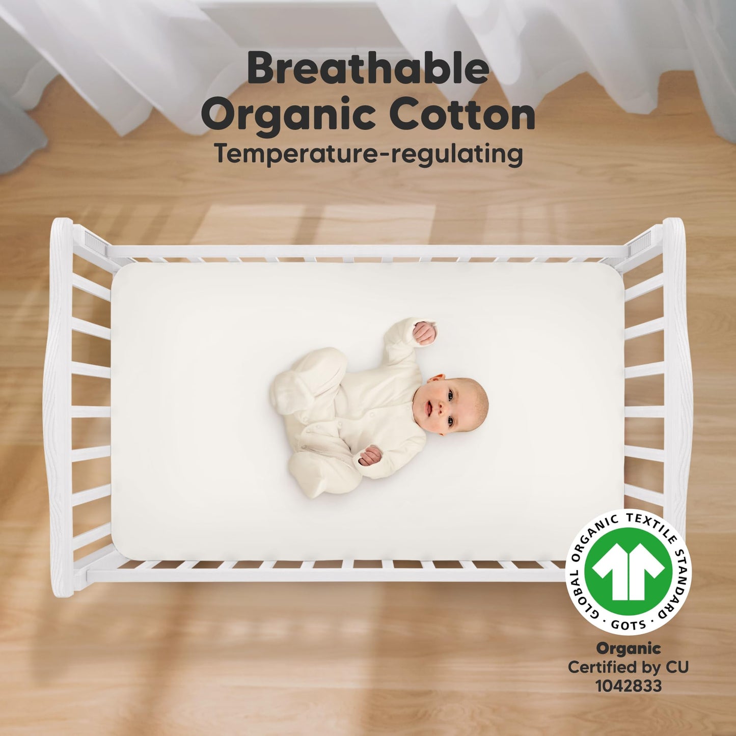 KeaBabies 2-Pack Organic Crib Sheets for Boys, Girls - 52x28 Fitted Crib Mattress Sheet Neutral, Breathable Jersey Cotton Cover for Baby Bed, Toddler Mattress, Soft & Cute Prints (Soft White)