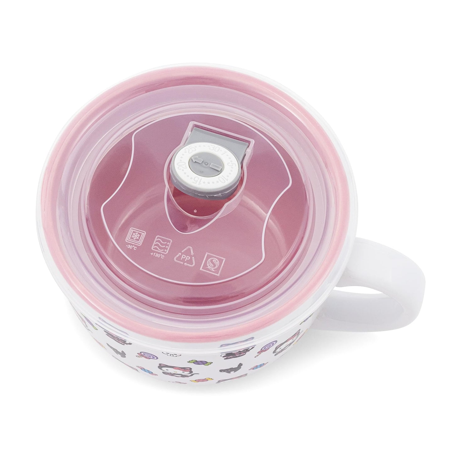 Silver Buffalo Sanrio Hello Kitty Black Cat Ceramic Soup Mug with Vented Lid For Ice Cream, Cereal, Beverages | Holds 24 Ounces