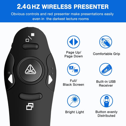 Presentation Clicker Wireless Presenter Remote USB Control Powerpoint PPT Clicker, Clicker RF 2.4GHz Presenter Remote Google Slide Advancer Powerpoint Clicker for Computer/Laptop/Mac/Keynote