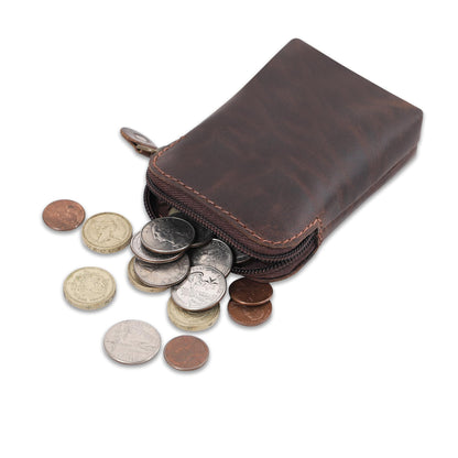 CestAntiQ Premium Full-Grain Leather Playing Card Case Zippered Card Deck Holder for Poker and Bridge Travel Accessory Secure Multi-Purpose Wallet Leather Cards Holder Brown