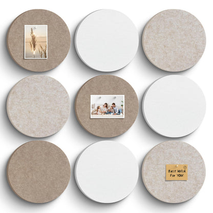 Bulletin Board, 11.8'' X 11.8'' Cork Board Alternative, 9 Pack Round Felt Board with Pushpins, Decorative Felt Notice Vision Board Photo Display Board for Office Home School Wall