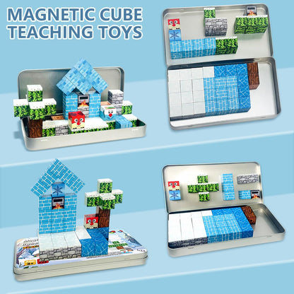 uMadeUs Magnetic Blocks Building Set - Puzzle Cubes as STEM Toys for Kids - Toddlers Sensory Construction Tiles - Ages 3+ Creative Educational Games for Boys and Girls - Frozen 2-100pc Block