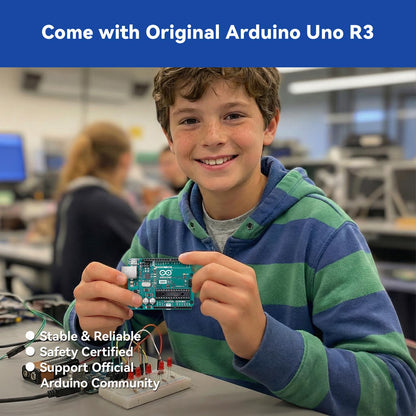 SunFounder Inventor Lab Starter Kit with Original Arduino Uno R3 REV3 Multimeter 34 Projects 40+Video Courses RAB Breadboard Holder Battery, RoHS Compliant, for Beginners & Engineers