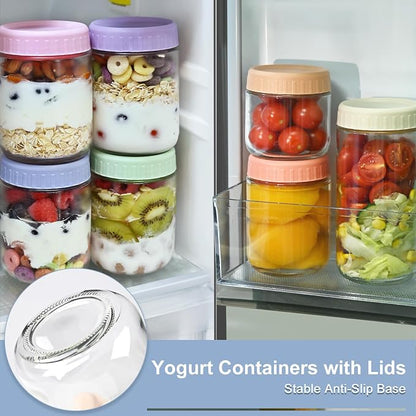 Overnight Oats Containers with Lids, 16oz Wide Mouth Mason Jars with Lids, 3 Pack Glass Jars with Airtight lid for Chia Pudding Yogurt Salad, Meal Prer Oatmeal Jars