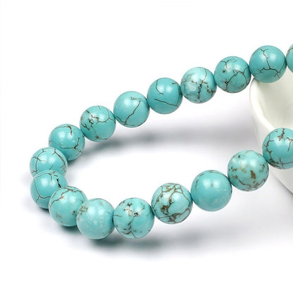 MJDCB Best Sellers Stone Beads Turquoise Round Loose Beads for Jewelry Making DIY Bracelet Necklace (12mm)