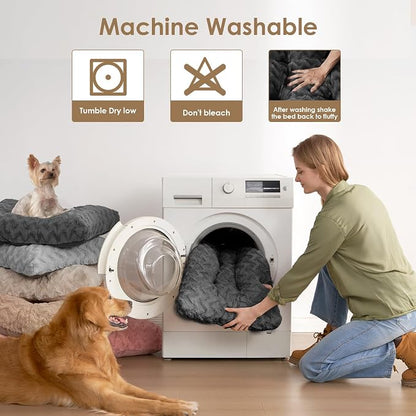 EHEYCIGA Washable Small Dog Bed for Crate 23x18 Inch, Kennel Pad for Puppy Up to 25 lbs, Plush and Comfy Pet Sleeping Mat, Charcoal