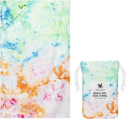 Dock & Bay Pet Towel - Super Absorbent & Quick Drying Dog Towels with Bag - 100% Recycled - Sunset Splash, Large (120x70cm, 47x27)