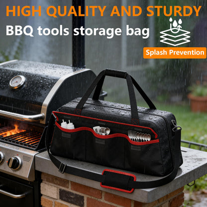 Grill Tool Storage Bag,Grill Utensil Storage Bag for Barbecue Tool up to 22",BBQ Utensil Storage Caddy with Pockets,Barbecue Utensil Case for Outdoor Grilling, Camping, Bag Only