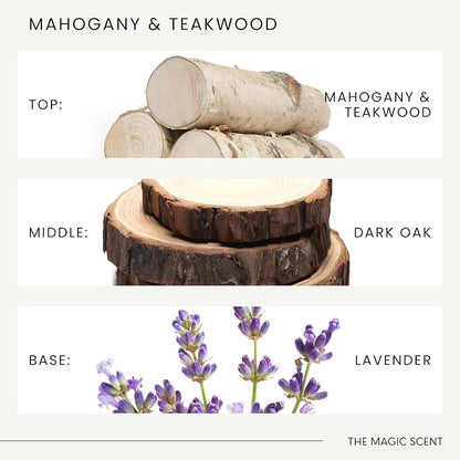 The Magic Scent Mahogany & Teakwood Reed Diffuser for Home - Luxury Scent Diffuser with Premium Fiber Reeds for Lasting Gentle Dispersal - Natural, Toxin-Free Aroma Inspired by Ambercrombie & Fitch