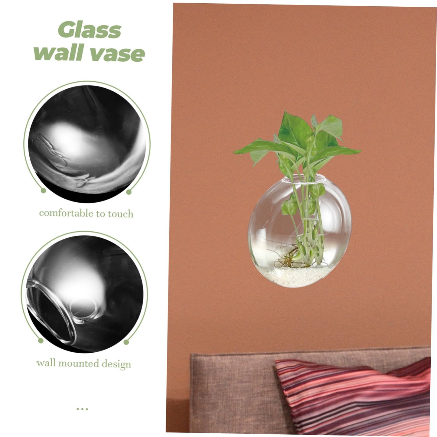 VICASKY Wall Hanging Hydroponic Glass Planter Vase for Plants Transparent Space Saving Terrarium for Home Office Garden Decoration Easy to Match Modern Wall Mounted Flower Vase