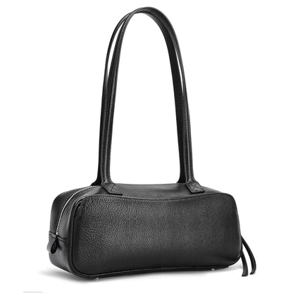 hedexe Leather Shoulder Bag for Women: Genuine Leather Hangbag for Ladies - Chic Bowler Purse for Work Travel & Daily(01Black)