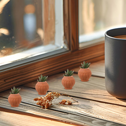 Happyyami Mini Terracotta Pots 4-Pack Small Clay Planters with Drainage Holes for Succulents Indoor Outdoor Gardening Desk Windowsill Decoration