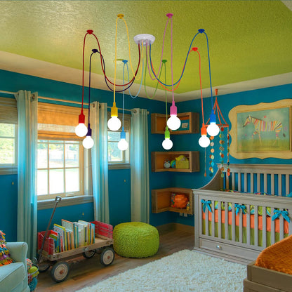 Ymlii Colorful Spider Chandelier, E26 Kids Ceiling Light for Bedroom Playroom