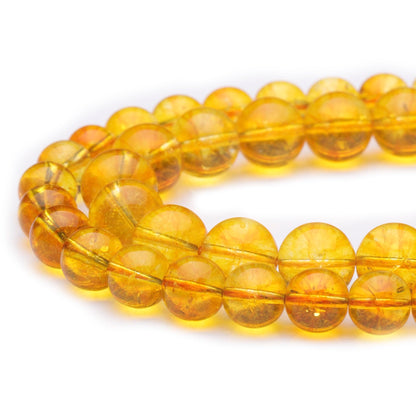 Youngbling Natural Crystal Beads for Jewelry Making,8mm Citrine Polished Round Smooth Stone,Genuine Real Stone Red Beads for Bracelet Necklace 15 Inch
