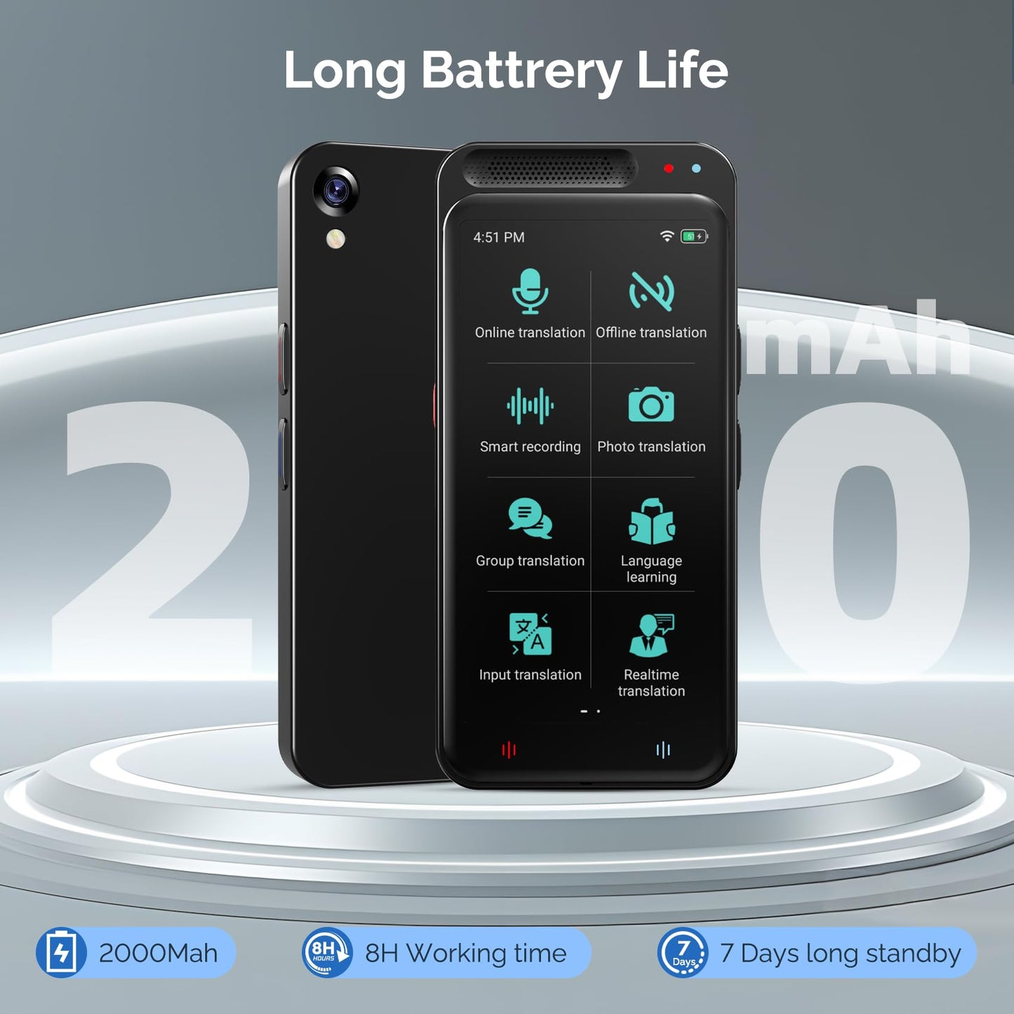 Language Translator Device, 150+ Languages Two-Way Real Time Translator Device No WiFi Needed Upgraded ChatGPT, Instant Translator, Offline&Text&Photo&Voice Translation for Travel Business Learning