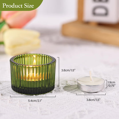 Lanttu Green Tealight Candle Holder Set of 12, Small Votive Candle Holders for Table Centerpiece,Glass Tea Light Candles Holder for Party&Home,Wedding Decor(2''Dia*1.4''H)