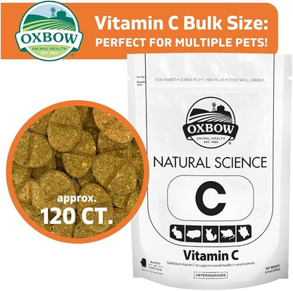 Oxbow Natural Science Vitamin C Supplement, Vitamin C for Guinea Pig, Made with Oxbow Timothy Hay, Pet Supplements for Guinea Pigs, Timothy Hay Formula, Veterinarian Approved, Made in USA, 8.4 oz
