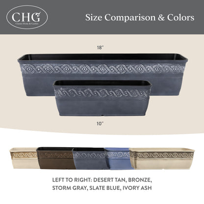 Classic Home and Garden Corinthian Trough Planter 10" Slate Blue