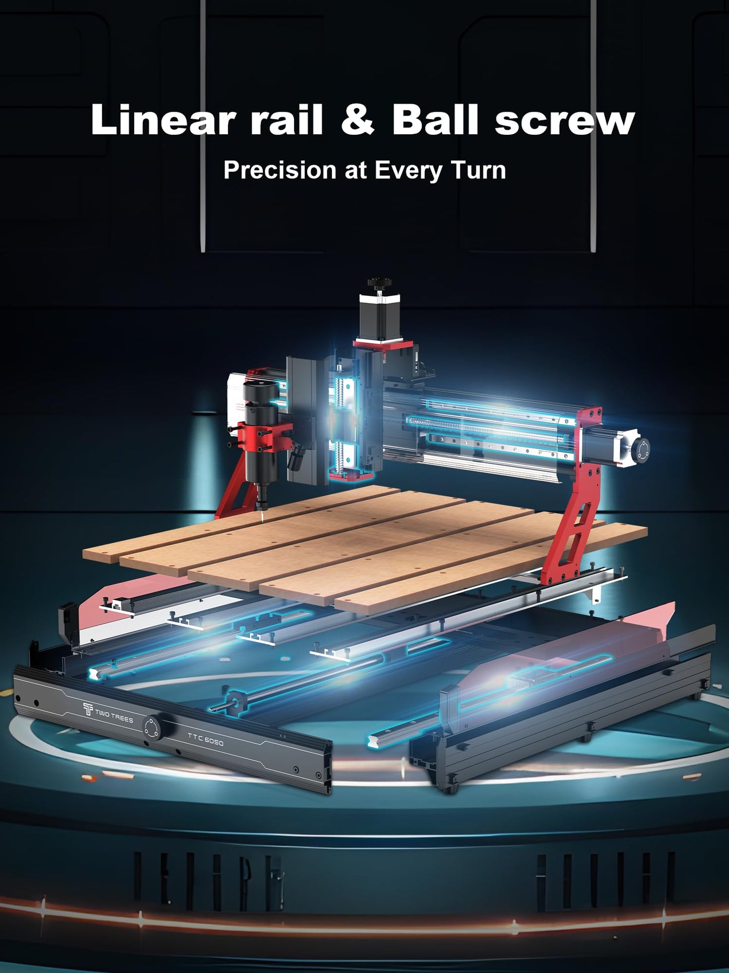 TTC6050 CNC Router Machine, Desktop Engraving Machine 600x500mm Working Area, 500W Spindle, 3-Axis CNC Engraving & Laser Cutting for Wood, Metal, Acry