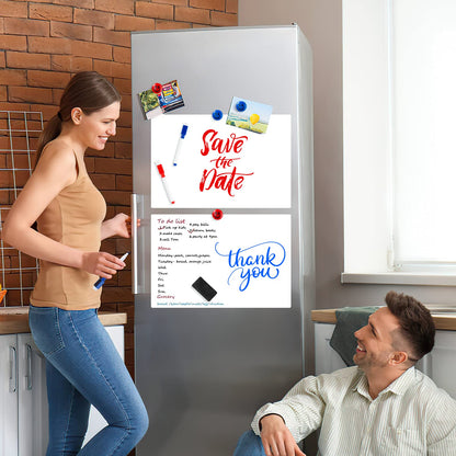 Magnetic Whiteboard for Refrigerator 2 Pack, 16x12 Inch Fridge Dry Erase Board with 3 Markers, Eraser & Magnets - Kitchen Menu Planner, Grocery List Organizer (White, 12×16inch)