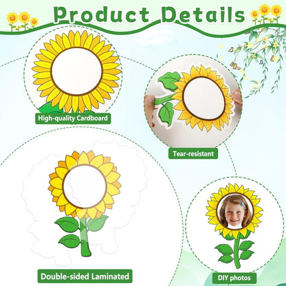 60pcs Sunflower Theme DIY Cutouts Sunflower Bulletin Board Decoration Set Bright Sunflowers Paper Cut-Outs Classroom Decor for Boy Girl Classroom DIY Photo Craft Kindergarten School Wall Door Supplies