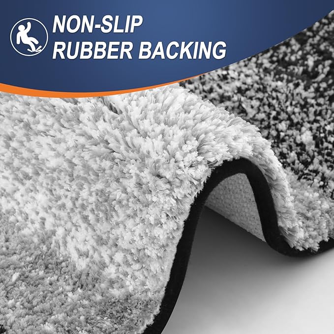 OLANLY Bathroom Runner Rugs Mat 59x20, Extra Soft Absorbent Microfiber Bath Rugs, Rubber Backing, Quick Dry, Washable Long Bath Mats for Bathroom Floor, Tub and Shower, Home Decor Accessories, Black