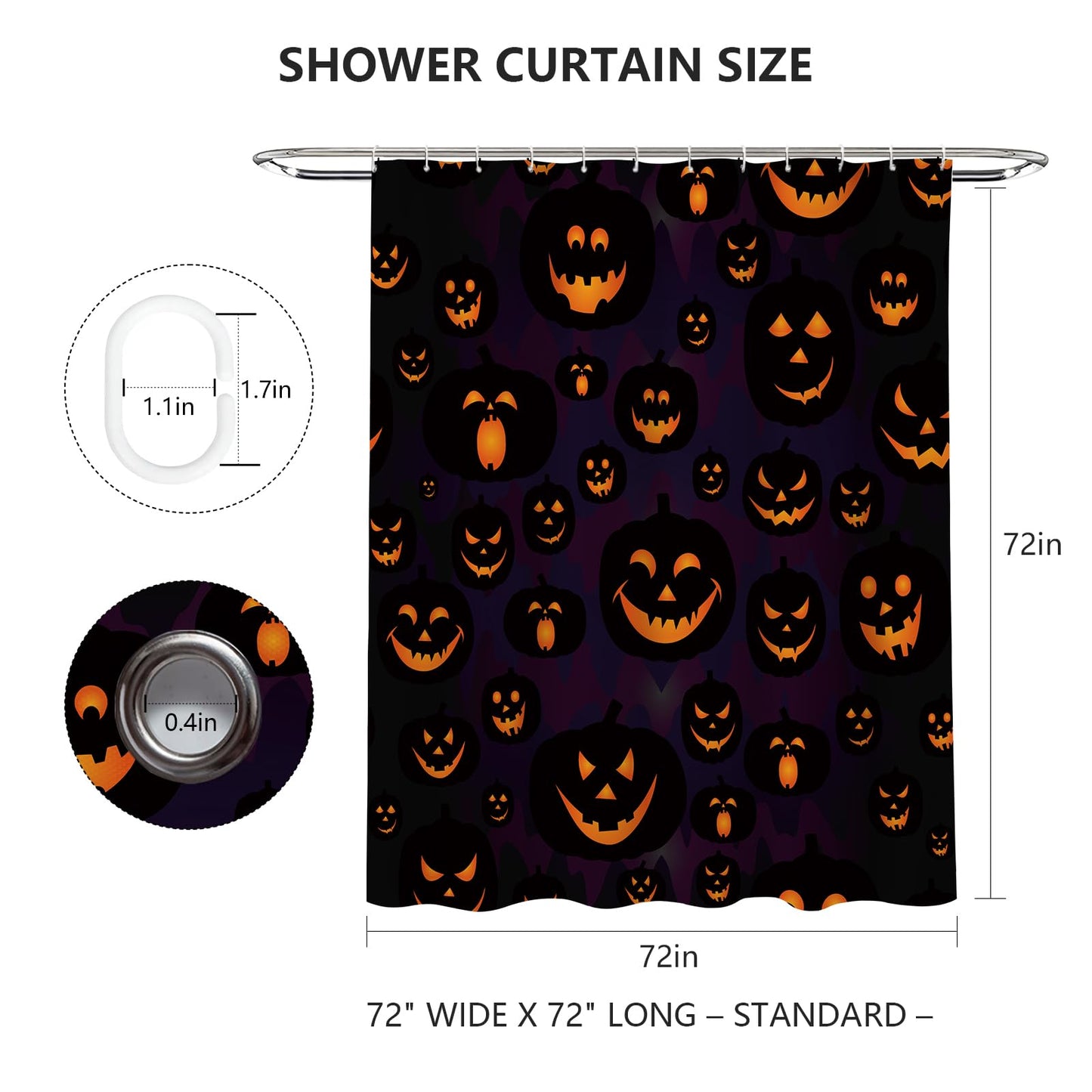 MEHOFOND Halloween Pumpkin Shower Curtain - Evil Purple Fall Bathroom Decor - Washable Durable Fabric 72x72 Inch