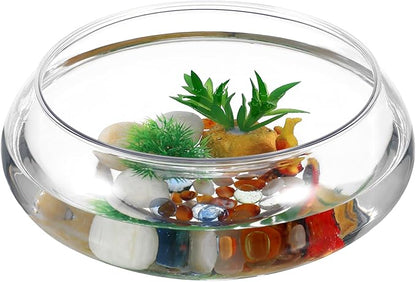 NUOBESTY Transparent Acrylic Aquarium Tank 9.52X9.52X3.93In Desktop Fish Bowl for Betta Goldfish Home Office Decor with Plants