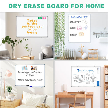H-Qprobd 3' x 2' Whiteboard Dry Erase White Board for Wall 36x24 (2pcs) Magnetic Boards for Office Classroom & Home, Small Wall Whiteboard Including 6 Markers, 20 Magnets, 2 Erasers