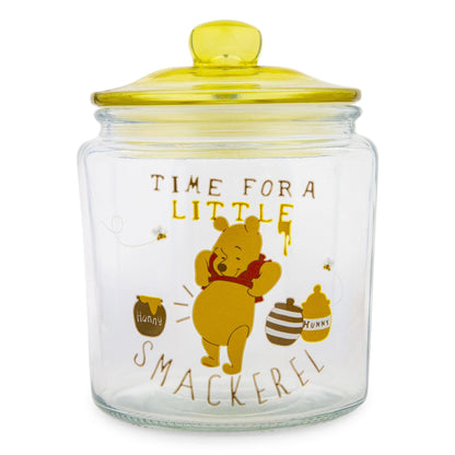 Winnie The Pooh Disney Time For A Little Smackerel Glass Snack Jar Container With Lid | Kitchen Food Storage For Snacks, Candy | 6 Inches Tall