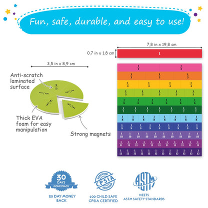 Simply Magic 166 PCS Magnetic Fraction Tiles and Circles & 112 PCS Yummy Magnetic Fractions