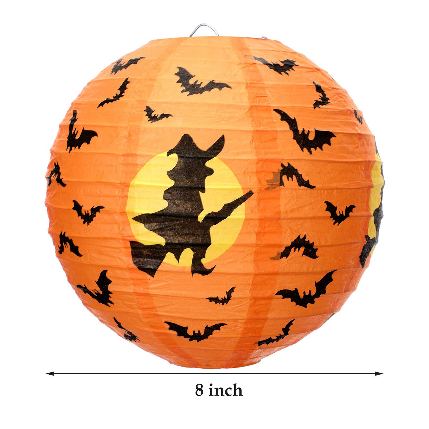 12 Pieces Halloween Paper Lanterns Jack O Lantern Pumpkin Hanging Lanterns Spider Bat Skeleton Lanterns for Halloween Indoor Outdoor Party Decoration Supplies, 8 Inches